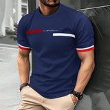 FOESCE Fashion Summer 3D Stripe Letter Print Men's T Shirt Hip Hop Trend Harajuku Streetwear Casual O-neck Oversized T-shirts Men Tops