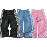 Foesce Y2K Baggy Jeans Harajuku vintage Striped Embroidered high quality Sweatpants men women Hip Hop Casual wide leg jeans streetwear