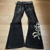 FOESCE Harajuku Loose Embroidered Women Jeans New High Waist with Rock Punk Style Y2K Micro La Retro Wide Leg Pants