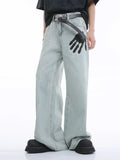 FOESCE 2025 Same VoguoRay Design Hip-hop Palm Print Jeans loose Straight Leg Foor Pepe Pants For Men Streetwear Mens Hiphop Pantalon