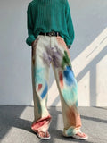 FOESCE Oldschool hand-painted oil painting jeans with colorful paint style, high-end pants, trendy floor mops