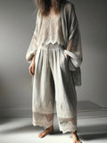 FOESCE Women's Long Sleeve Cardigan Summer Thin Loose Casual Fishnet Lantern Sleeve O-Neck Cardigan Retro Ladies Jacket