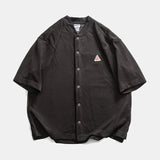 FOESCE Mesh Short Sleeve Shirt Men Summer Japanese Streetwear Fashion Loose Casual Oversize Cargo Shirts Cityboy Blouses Cardigan