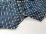FOESCE Spring New Japanese Retro Denim Striped Cargo Vest Men's Fashion Pure Cotton Washed Sleeveless V-neck Multi-pocket Casual Coat