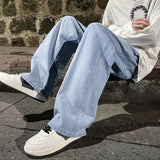 FOESCE Korean Fashion Classic Jeans Men's Four Seasons Loose Straight Wide Leg Pants Street Hip-Hop Baggy Student Unisex Pants
