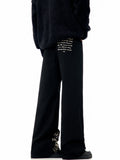 FOESCE 2025 New American Black Jeans Men's Embroidered Leg Profile Cleanfit Loose Casual Straight Leg Pants Women streetwear denim men