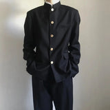 FOESCE Japanese College Uniform Jacket Stand-up Collar Suit Jacket Top Men's Spring Summer College Wind Trend Men Coat School Uniform