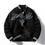 Winter Fashion Jacket Men Women Letter Embroidery Baseball Jacket Japanese Streetwear Vintage Coat Hooded Casual Autumn 2021
