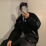 FOESCE 2025 Trendy Korean Mens Jacket Fashion Casual Large Size Hiphop Punk Mask Graffiti Autumn Winter American High Street Men Jacket