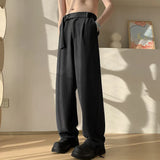 FOESCE Baggy Casual Pants Men Simple Elegant Handsome Smart Casual British Style All-match Daily Soft Full-length Trousers High Street