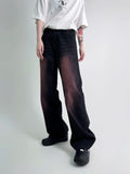 FOESCE 2025 Black Washed Red Jeans Men's Loose Straight Trendy 2025 New Versatile Wide Leg Pants streetwear denim men skinny