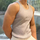 FOESCE Mens Sexy Shaping Sports Fitness Casual Cotton Vest 2025 New Genderless American Street Elastic Slim Solid Color Tank Top Unisex