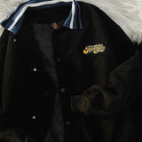 American retro high street baseball uniform jacket for men and women spring and autumn casual oversize loose corduroy jacket top