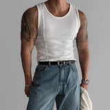 FOESCE Mens Shaping Stretch Knit Vest Genderless 2025 New Fitness Sports Tight Breathable Sweat-Absorbent Solid Color Tank Top Unisex