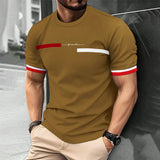 FOESCE Fashion Summer 3D Stripe Letter Print Men's T Shirt Hip Hop Trend Harajuku Streetwear Casual O-neck Oversized T-shirts Men Tops