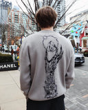 FOESCE Fashionable men's and women's new Gothic Y2K retro knitted street top Harajuku pullover punk EMO hip-hop sweater