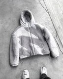 FOESCE High Street Fashion Brand Streetwear Gothic Punk Irregular Pattern Color Block Jacket Men Personalized Casual Zipper Hooded Coat