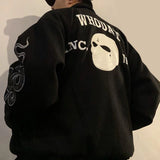 FOESCE 2025 Trendy Korean Mens Jacket Fashion Casual Large Size Hiphop Punk Mask Graffiti Autumn Winter American High Street Men Jacket