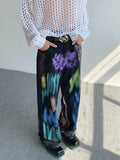 FOESCE Oldschool hand-painted oil painting jeans with colorful paint style, high-end pants, trendy floor mops