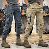 FOESCE Cargo Pants for Mens Elastic Casual Trousers Zipper Multi-Pocket Joggers
