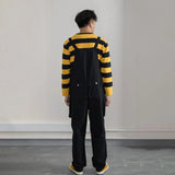 FOESCE Mens Japanese Casual Jumpsuit 2025 New Genderless Fashion Trend Functional Style Multi-Pocket Loose Solid Color Overalls Unisex