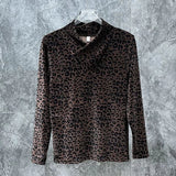 FOESCE Men T-Shirt Gold Velvet Leopard T-Shirt Spring And Autumn Streetwear Fashion Niche Youth Long Sleeve Top Men'S Clothing 2025 New