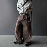 FOESCE Men Trousers Rivet Arc Deconstructed Casual Pants Streetwear Niche Campus Baggy Wide-Leg Pants Old Money Men'S Clothing 2025 New