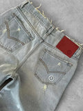 American Style Ripped Jeans Men's Fashion Brands Casual Loose Denim Pants High Street Vintage Embroidered Straight Trousers