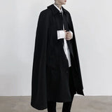 FOESCE Mens Dark Style Sleeveless Mid-Length Cape Cloak Autumn And Winter Genderless Japanese Fashion Retro Loose Cape Coat Unisex