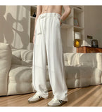 FOESCE Baggy Casual Pants Men Simple Elegant Handsome Smart Casual British Style All-match Daily Soft Full-length Trousers High Street