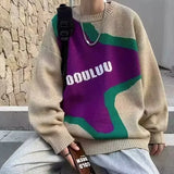 Y2K Star Patchwork Sweater Men Harajuku Knitted Pullovers Jumpers Sweaters Male Tops Oversized Letter Emboridery Streetwear Men