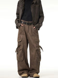 Foesce Autumn And Winter Casual Cargo Pants Men Vintage Loose Straight Pantalones Harajuku Brown Sweatpants Y2k Joggers Streetwear