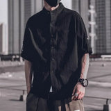 Men's Shirt with Pocket Plain Linen Male Shirts Clothing High Quality Luxury Designer Casual Regular Japanese Vintage I Sleeves