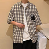 FOESCE 2025 Summer short sleeved men's fashion trend casual korean shirt man plaid shirt breathable 2025 new quarter sleeved top coat