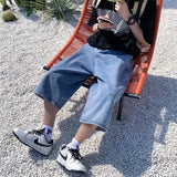FOESCE Multi-pockets Cargo Pants Summer Short Jeans Breeches Hip Hop Streetwear Baggy Denim Shorts Casual Wide-leg Capris Pants 5XL-M