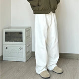 Vintage American Style White Workwear Casual Pants Men's Loose-fit Straight-leg Wide-leg Dragging Trousers High Street Material