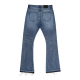 FOESCE High Street Washed Ink Splashed Baggy Boot Cut Men's and Women's Straight Casual Flare Pants Loose Jeans Oversize Denim Trousers