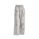 FOESCE 2025 Damei's New Graffiti Micro La Jeans feminino 2025 Spring/Summer Street Design Long Pants for Women plus size fashion