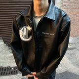 FOESCE American Street Fashion Handsome High-Grade Pu Leather Jacket Men 2025 Spring Autumn New Trend Loose Baseball Uniform Y2k Jacket