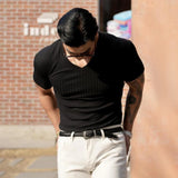 FOESCE Men Casual Fitness Shaping Stretch T-Shirt Genderless 2025 New Sport Breathable Quick-Drying  V-Neck Comfortable Slim Top Unisex