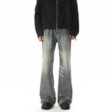 FOESCE 2025 New Men's Denim Pants Washed  blue Male Jeans Straight Casual Menwear Loose straight Trousers leg Novel design  Fashion
