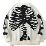 FOESCE Men's and women's Y2K round neck long sleeved skull print pullover sweater round neck trendy Harajuku hip-hop loose sweater