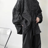 FOESCE Shirts Men Floral Japanese Style Fashion Loose Pleated Long Sleeve Vibe All-match High Street Youthful Cool Designed Vintage