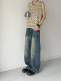 FOESCE LIMITED LESS Washable Old Cat Beard Worn Loose Wide Leg Versatile Jeans and Pants for Men and Women
