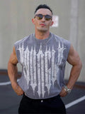 Men's Printed Solid Sleeveless Sports Vests Breathable Loose Fashion Outdoor Fitness Tops 2024 Summer Male Gyms Running Tanks
