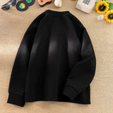 FOESCE Spring 2025 NEW Mens Long Sleeve T Shirts Casual Round Neck Tees Button design White Black Undershirts Loose Fit Tshirts