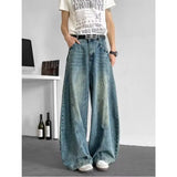 FOESCE Men Baggy Jeans Wide Leg Unisex Streetwear Hip Hop Dance Pants Loose Fit Trousers Oversized Urban Jogger Street Dance Clothing