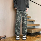 FOESCE Jeans Men straight Pants patchwork male jean camouflage Loose Fit Patchwork Streetwear Men's Trousers Denim Large size Hip Hop