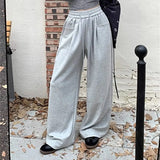 FOESCE Straight Wide Leg Loose Pant Women Fahsion 2025 Spring Summer New Baggy Sweatpants High Waist Csual Street Pants Chic Trousers