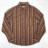 FOESCE Vintage National Striped Shirts for Men Spring Autumn Long Sleeve 100% Cotton Blouses Youth Male Casual Tops Soft Workwear